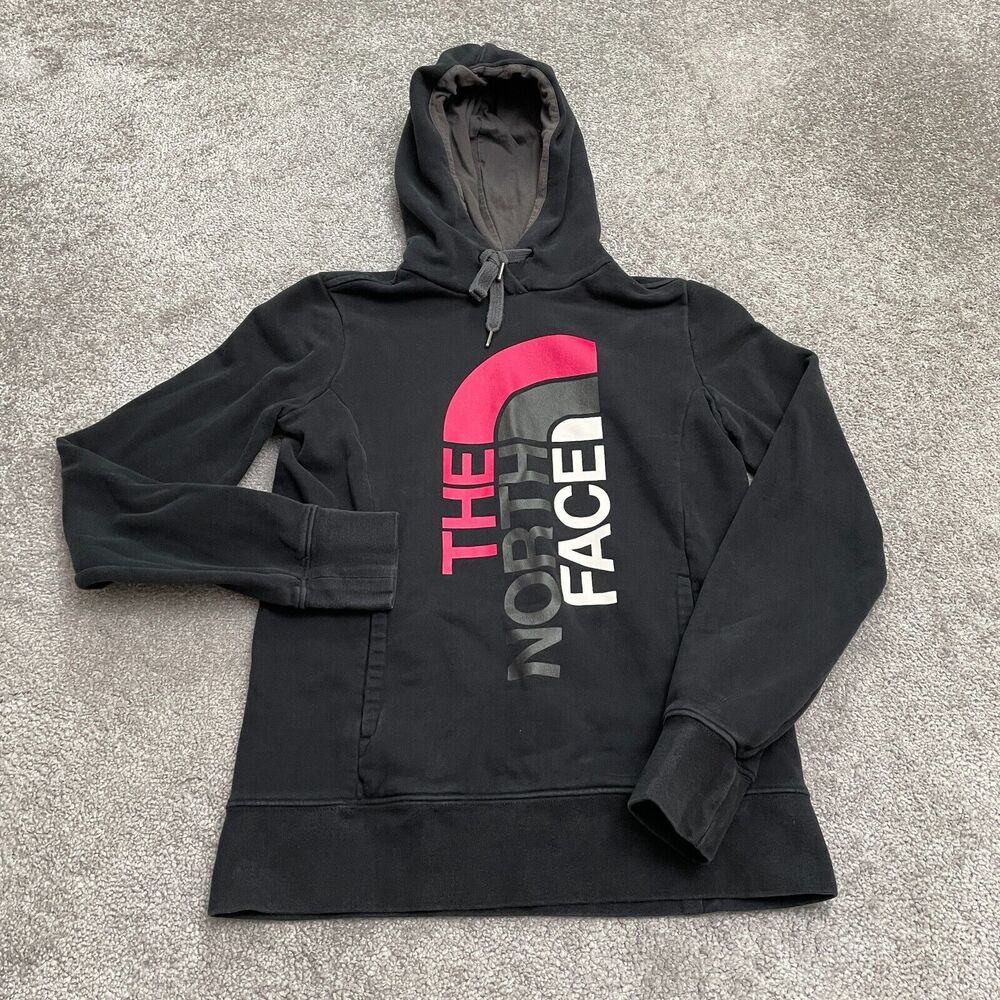 The North Face Pullover Hoodie Sweatshirt Womens Small Black Graphic Outdoor